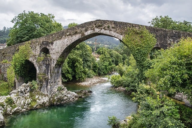 landscape, roman bridge, river